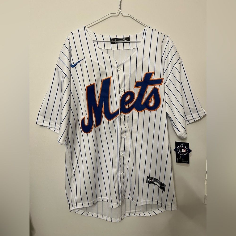 Nike White and Blue Pinstripe Jersey